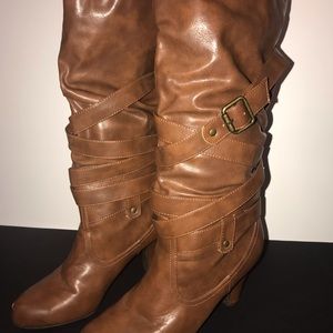 Light Brown Strap Heeled Boots